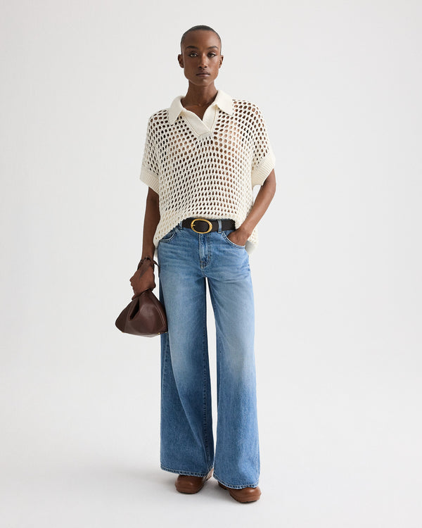 TWP Saddle Small Fisherman Bag with Ties in Leather view 2