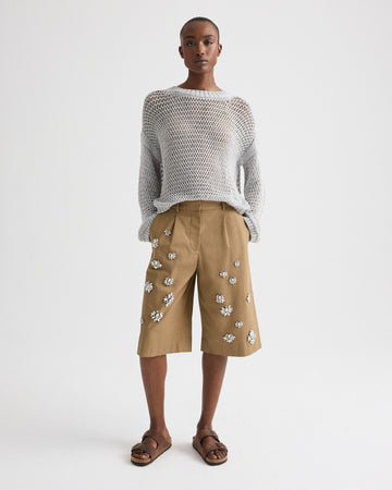 TWP Light heather grey Open Range Sweater in Cotton Wool view 3