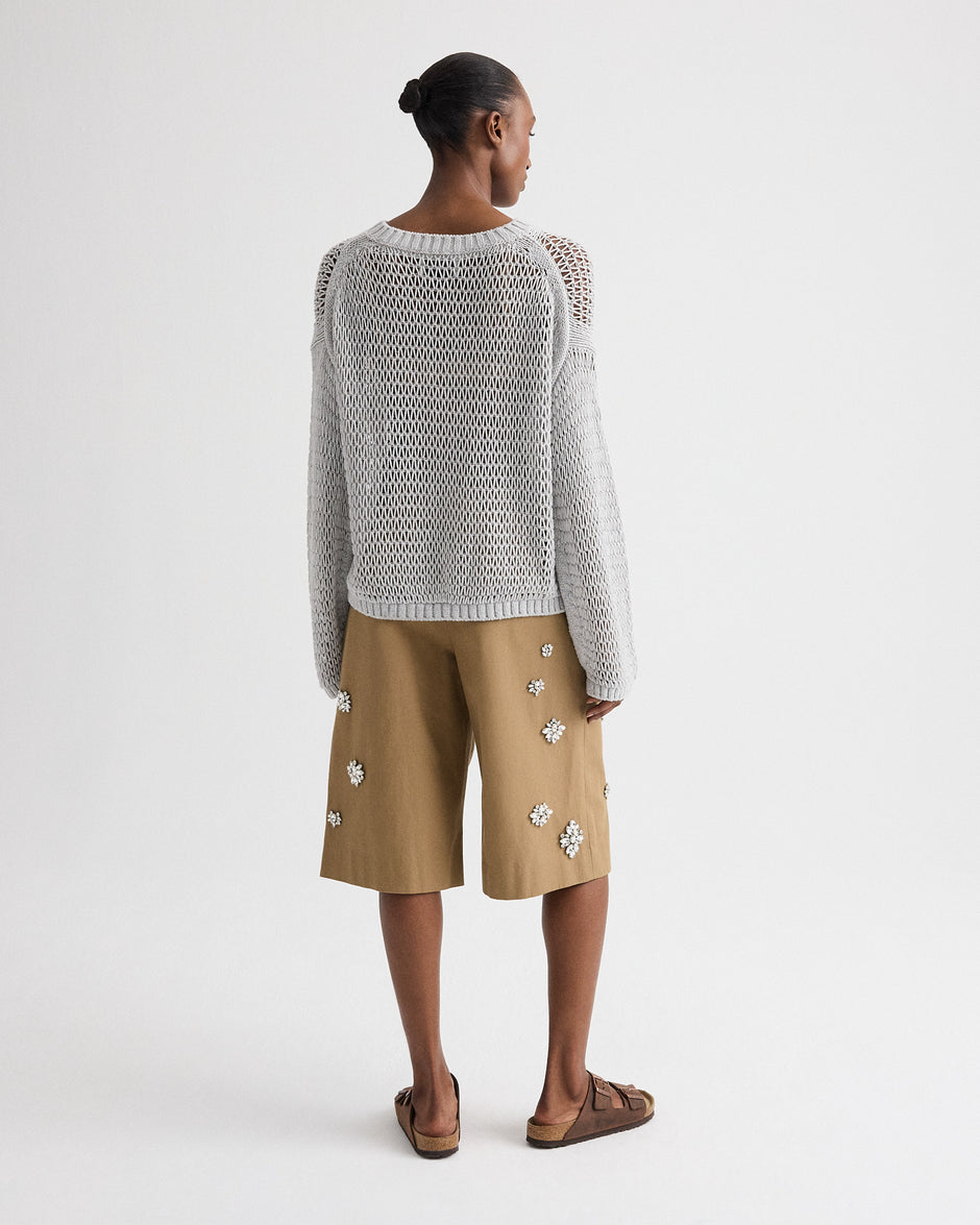 TWP Light heather grey Open Range Sweater in Cotton Wool view 5