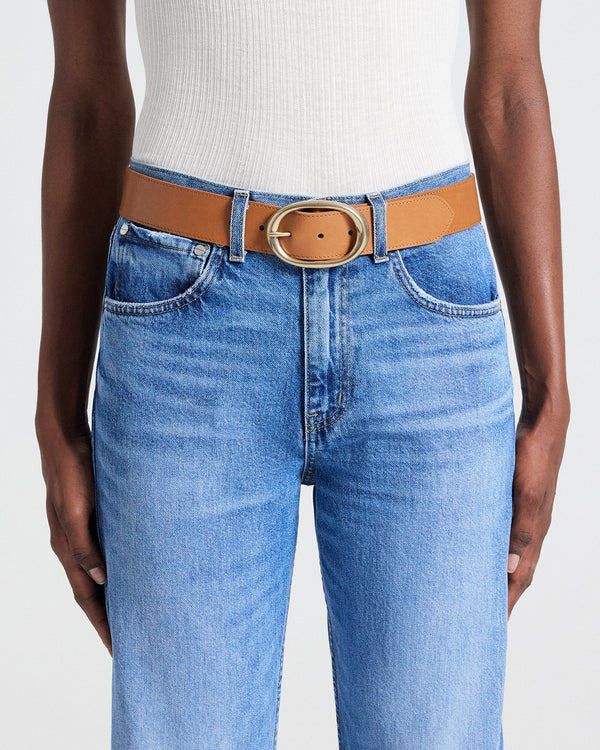 TWP Vintage camel / ant light gold Wide Belt in Vachetta Leather view 2