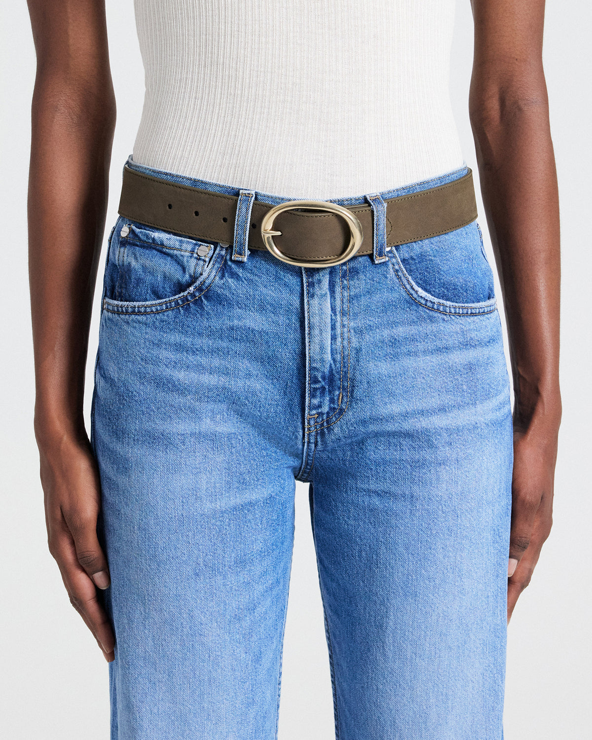 TWP Soto bosco Wide Belt in Nubuck Leather view 2