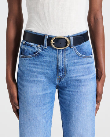 TWP Midnight / antique light gold Wide Belt in Vachetta Leather view 2