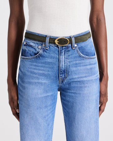 TWP Military Narrow Belt in Suede view 2