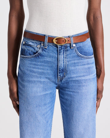 TWP Cognac Narrow Belt in Vachetta Leather view 2