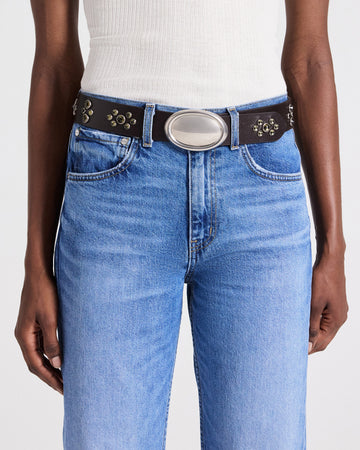 TWP Dakota / black diamond Buckle Bunny Belt with Crystals in Vachetta Leather view 2