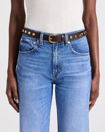 TWP Dakota Narrow Nailhead Belt in Vachetta Leather view 2