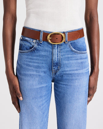 TWP Cognac Wide Belt in Vachetta Leather view 2