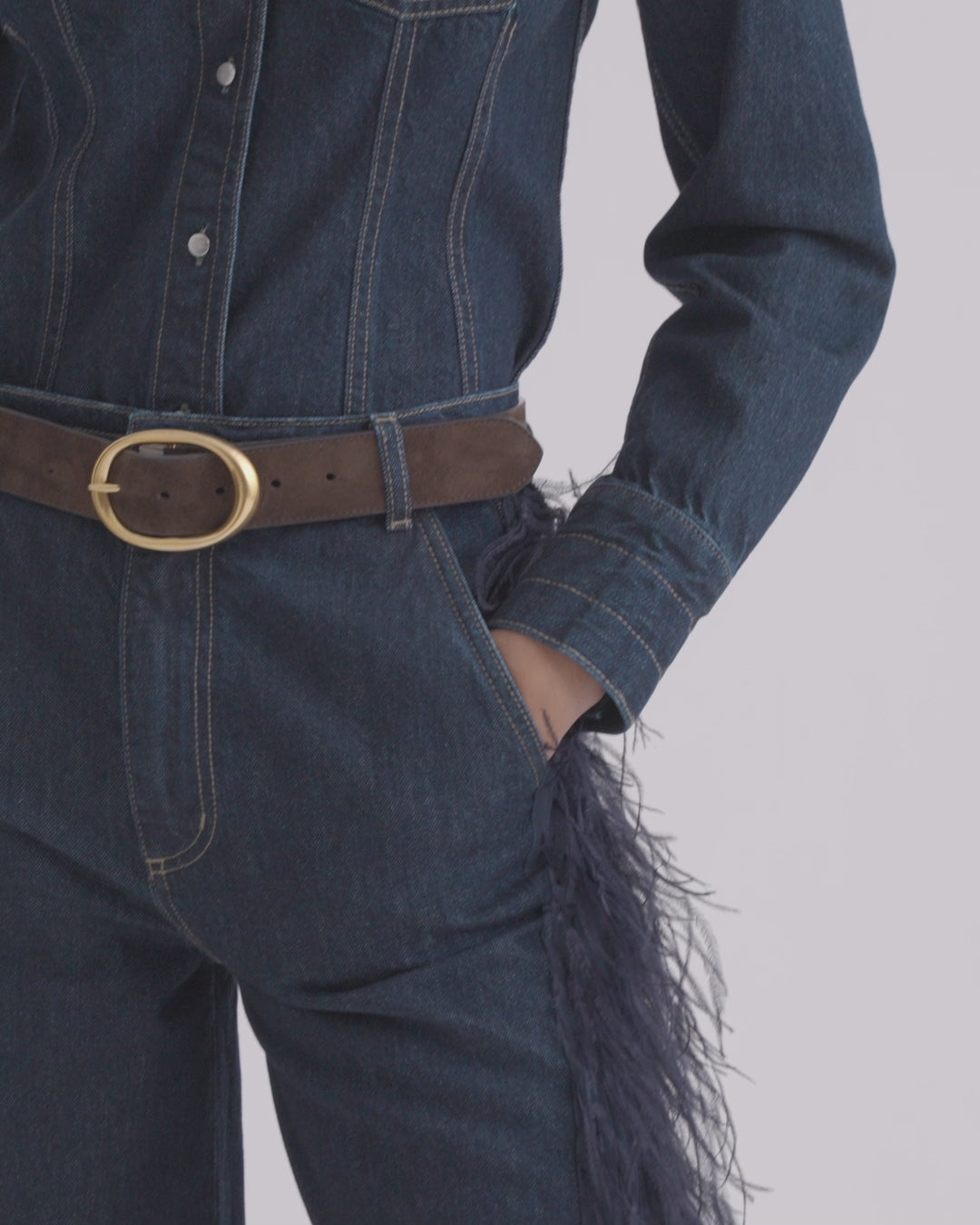 TWP Indigo resin Mott St. Jean with Feathers in Heavy Denim view 6