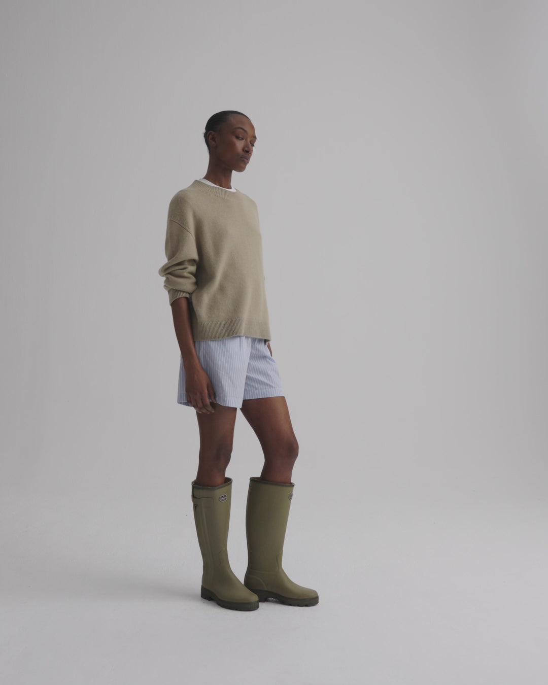 TWP Olive grey Boy Crewneck Sweater in Italian Cashmere view 6