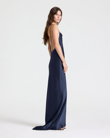 TWP Blueberry Scoop Back Slip Dress in Washed Crepe Back Silk Satin view 1