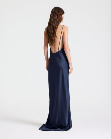 TWP Blueberry Scoop Back Slip Dress in Washed Crepe Back Silk Satin view 6