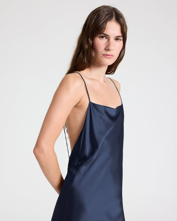 TWP Blueberry Scoop Back Slip Dress in Washed Crepe Back Silk Satin view 3